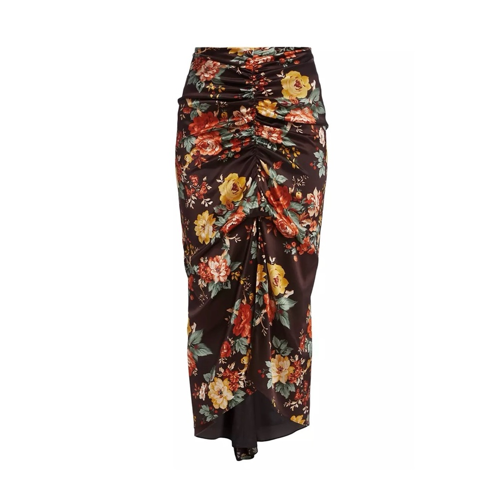 Veronica Beard💕Pixie Floral Silk Midi Skirt in Oxblood Multi Size 2 - Picture 4 of 15